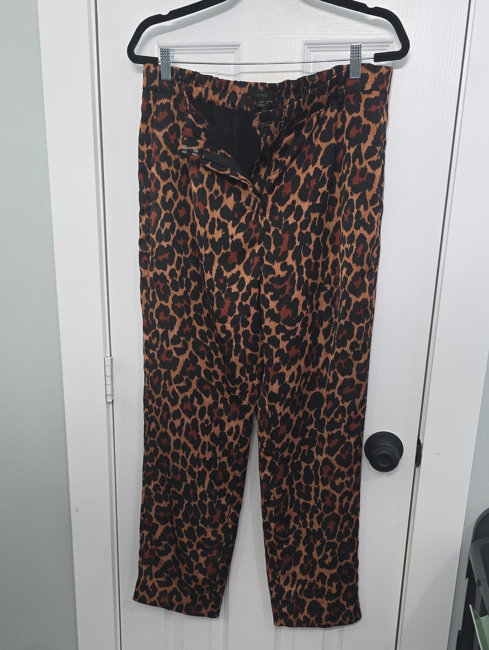J. Crew Leopard Print High-Rise Straight Pants - Brown/Black